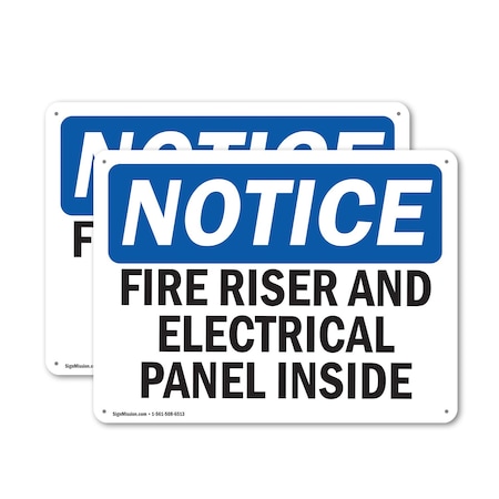 Signmission Fire Riser And Electrical Panel Inside OSHA Notice Sign, Plastic, 14in W x 10in L, 2PK OS-2PACK-NS-P-1014-L-12647